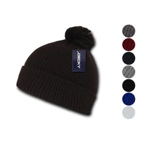 1 Dozen Decky Pom Pom Beanies Long Cuffed Soft Thick Warm Knitted Wholesale Lot