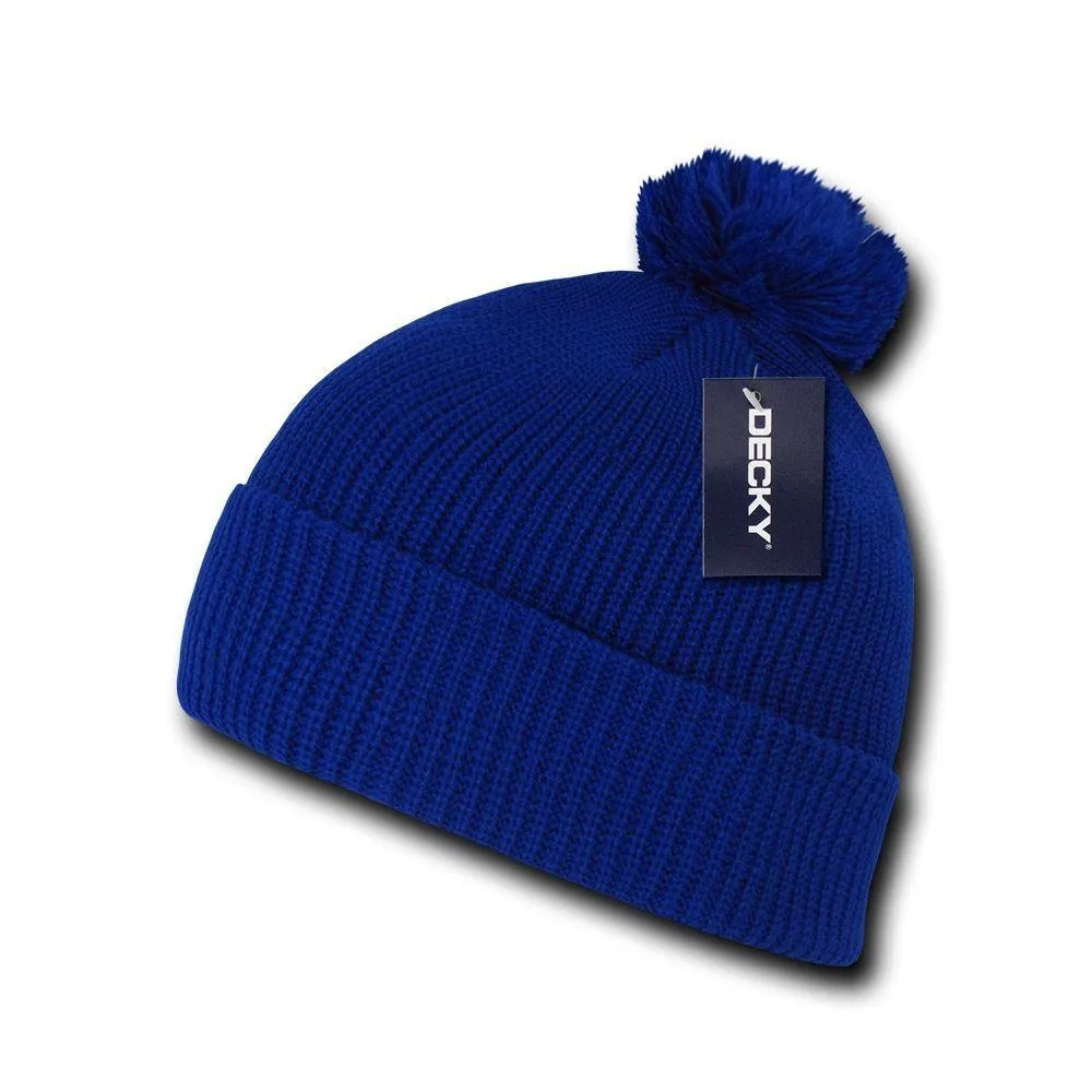 1 Dozen Decky Pom Pom Beanies Long Cuffed Soft Thick Warm Knitted Wholesale Lot