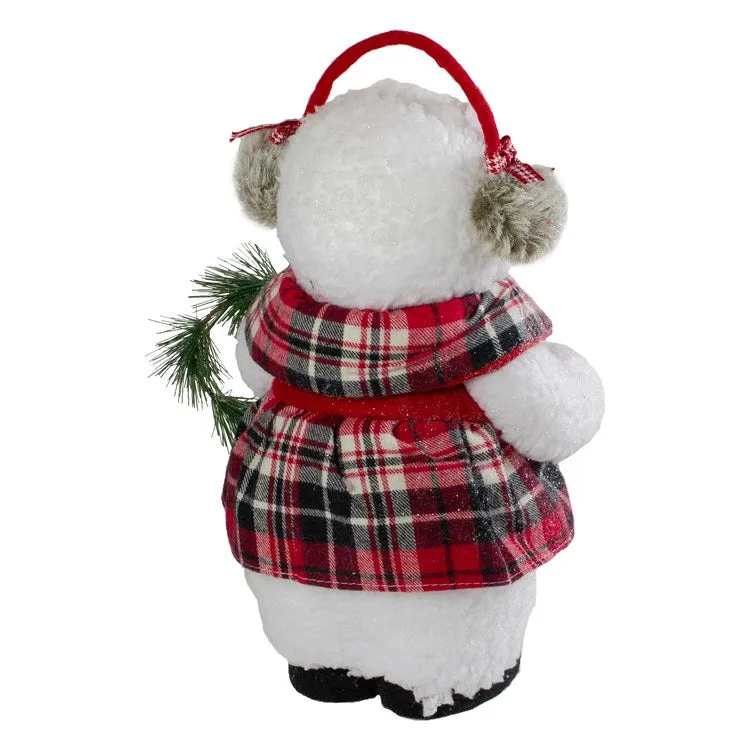 12" Plush Girl Snowman with Ear Muffs Christmas Figurine