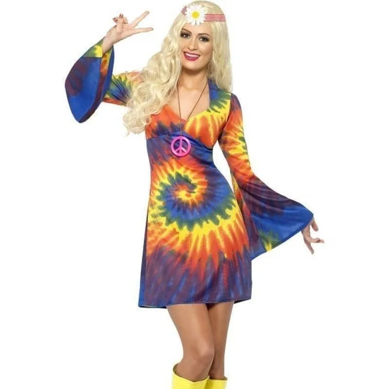 1960s Tie Dye Costume Adult Rainbow