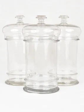 3 antique lidded glass candy / biscuit jars 11½"