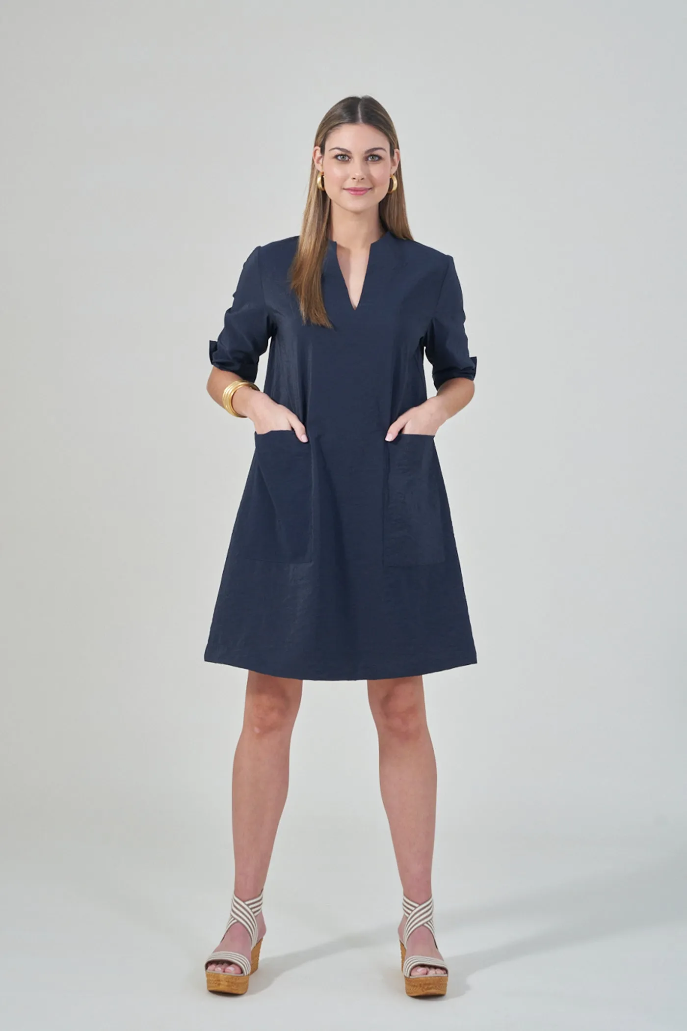 38” Crispy Mandarin V Dress
