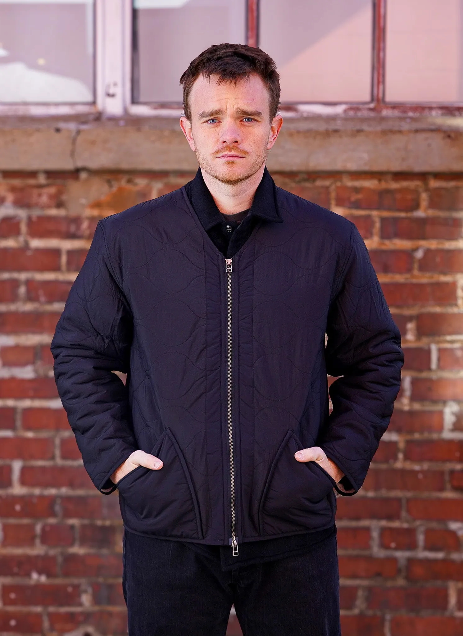 3sixteen Zip Liner Jacket - Black Nylon/Sherpa