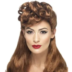 40s Vintage Wig Adult Auburn Long With Curls