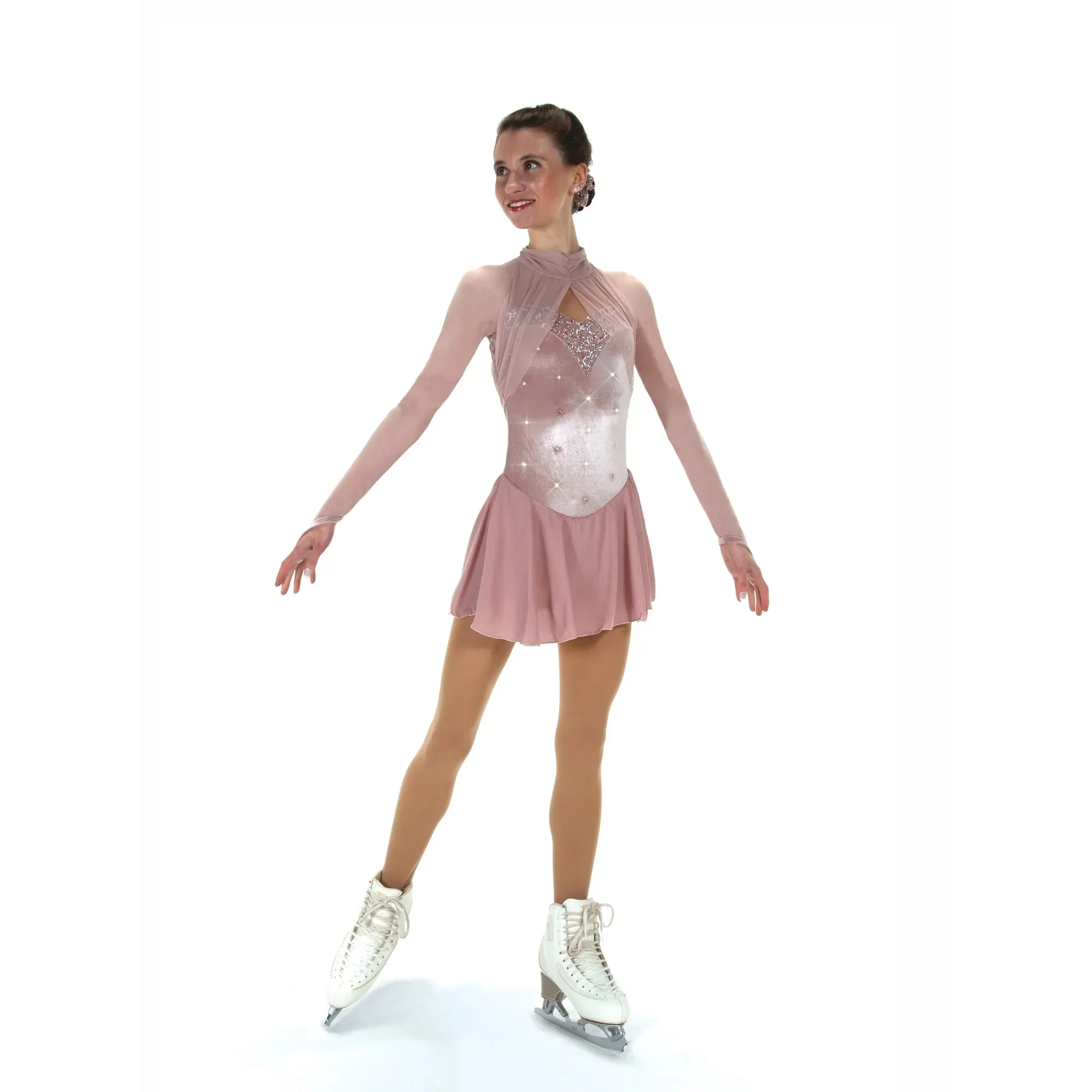 538 Figure Skating Gathering Glamour Dress - Blush Pink or Pine Green