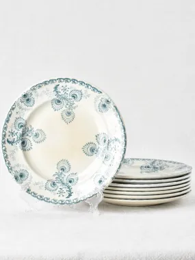 8 Longwy entree plates with blue flowers 8¾"
