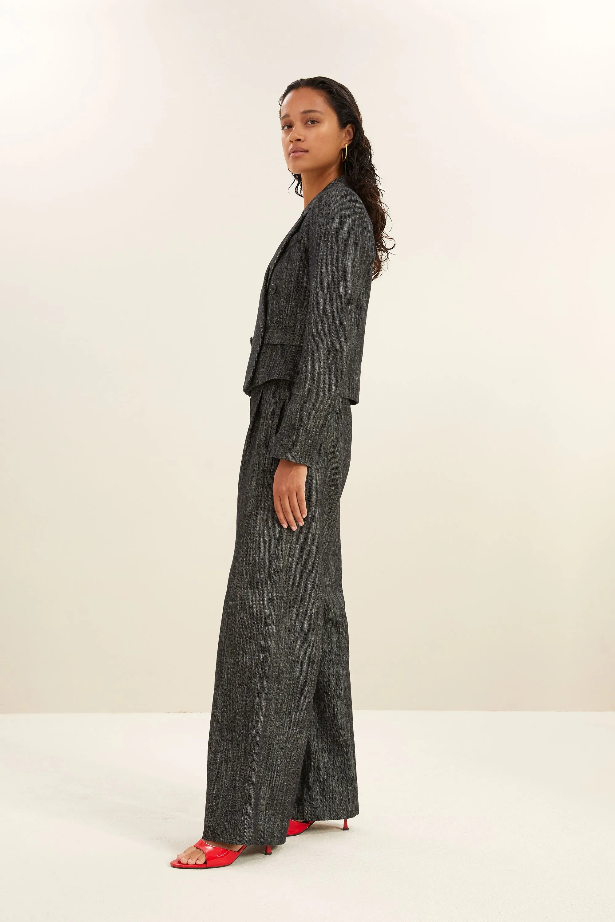 adina twill blazer | jet black