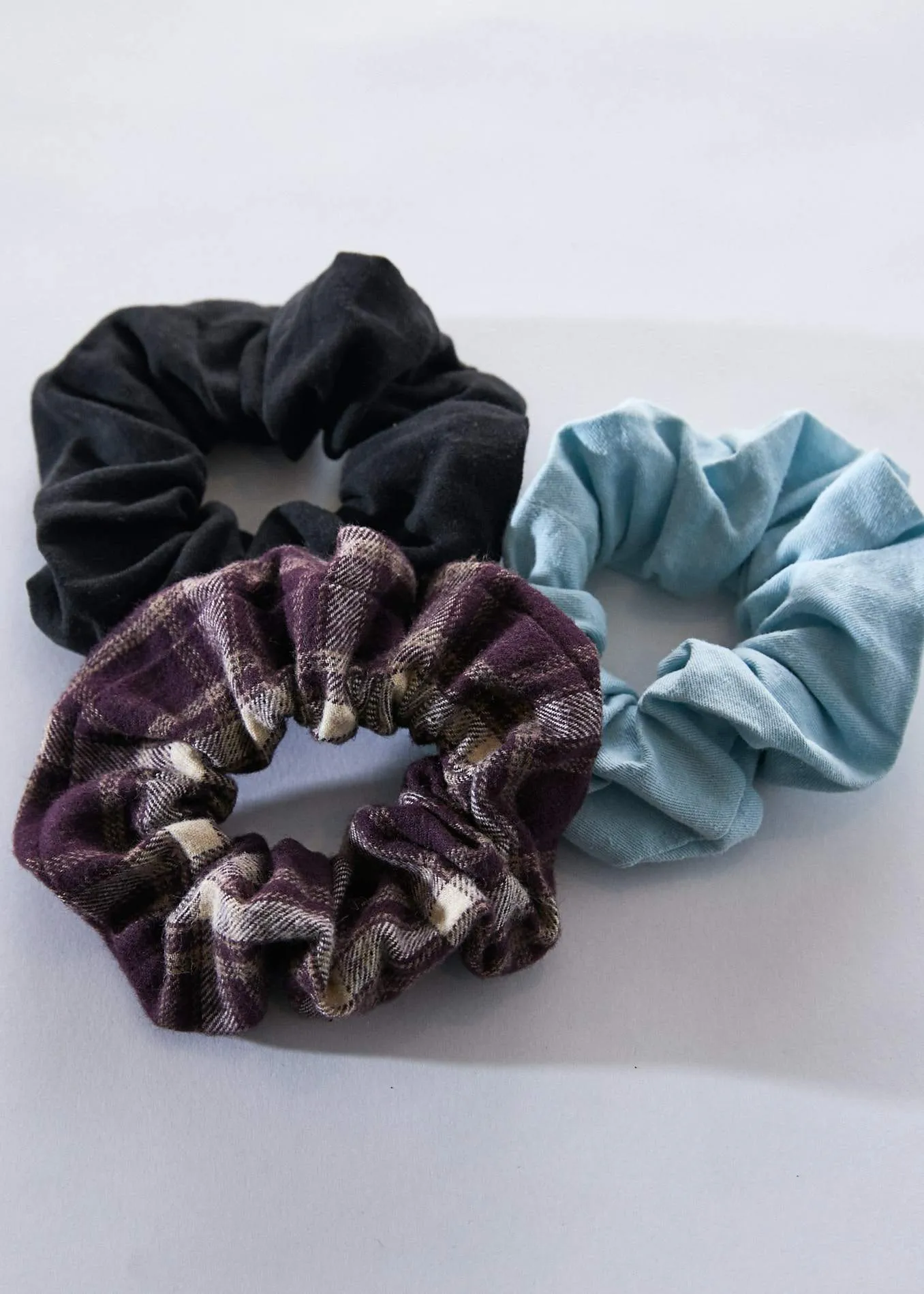 Afends Unisex Jesse - Hemp Scrunchies Three Pack - Mulberry Check