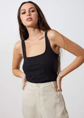 Afends Womens Ashley - Hemp Square Neck Singlet - Black