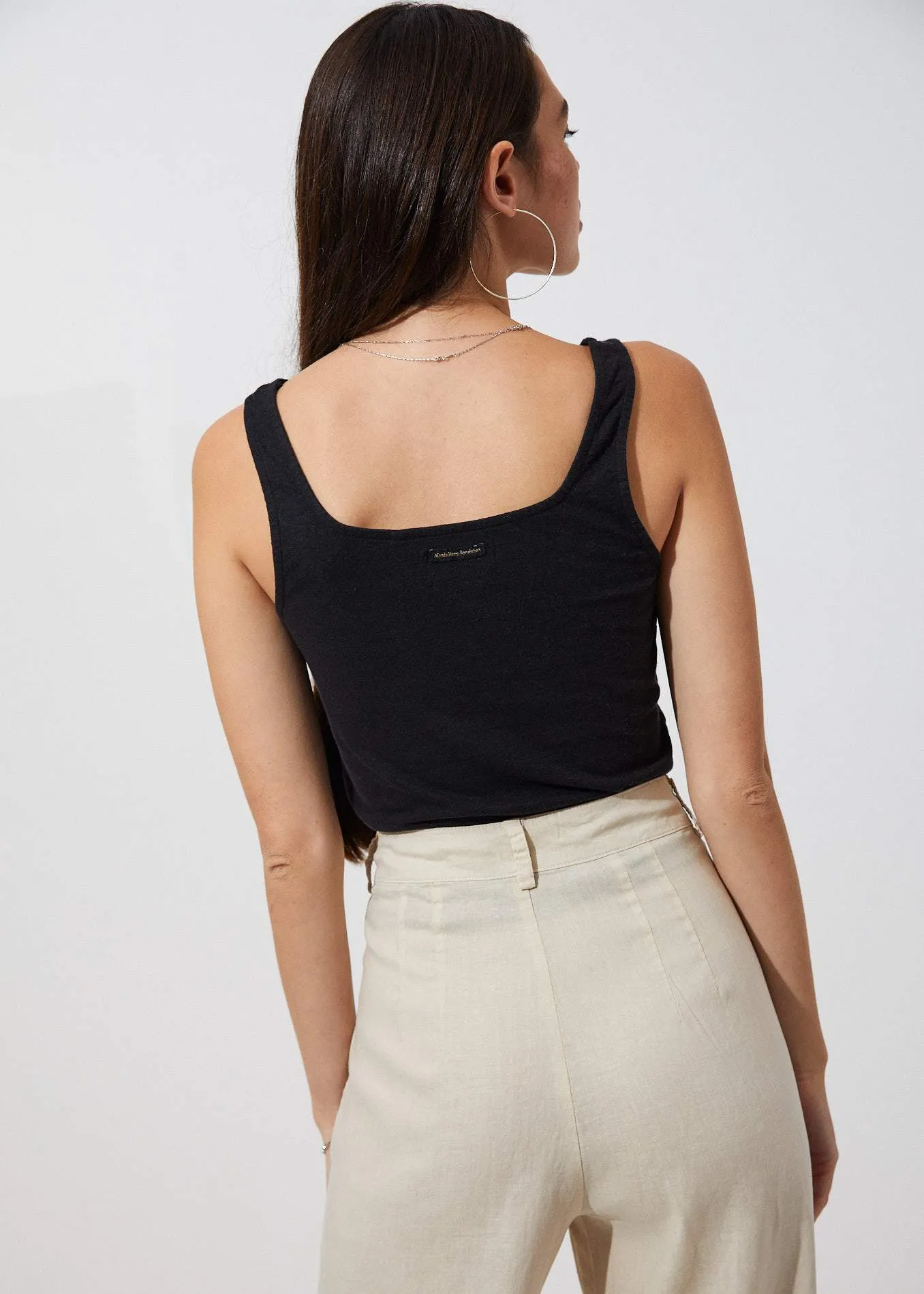 Afends Womens Ashley - Hemp Square Neck Singlet - Black