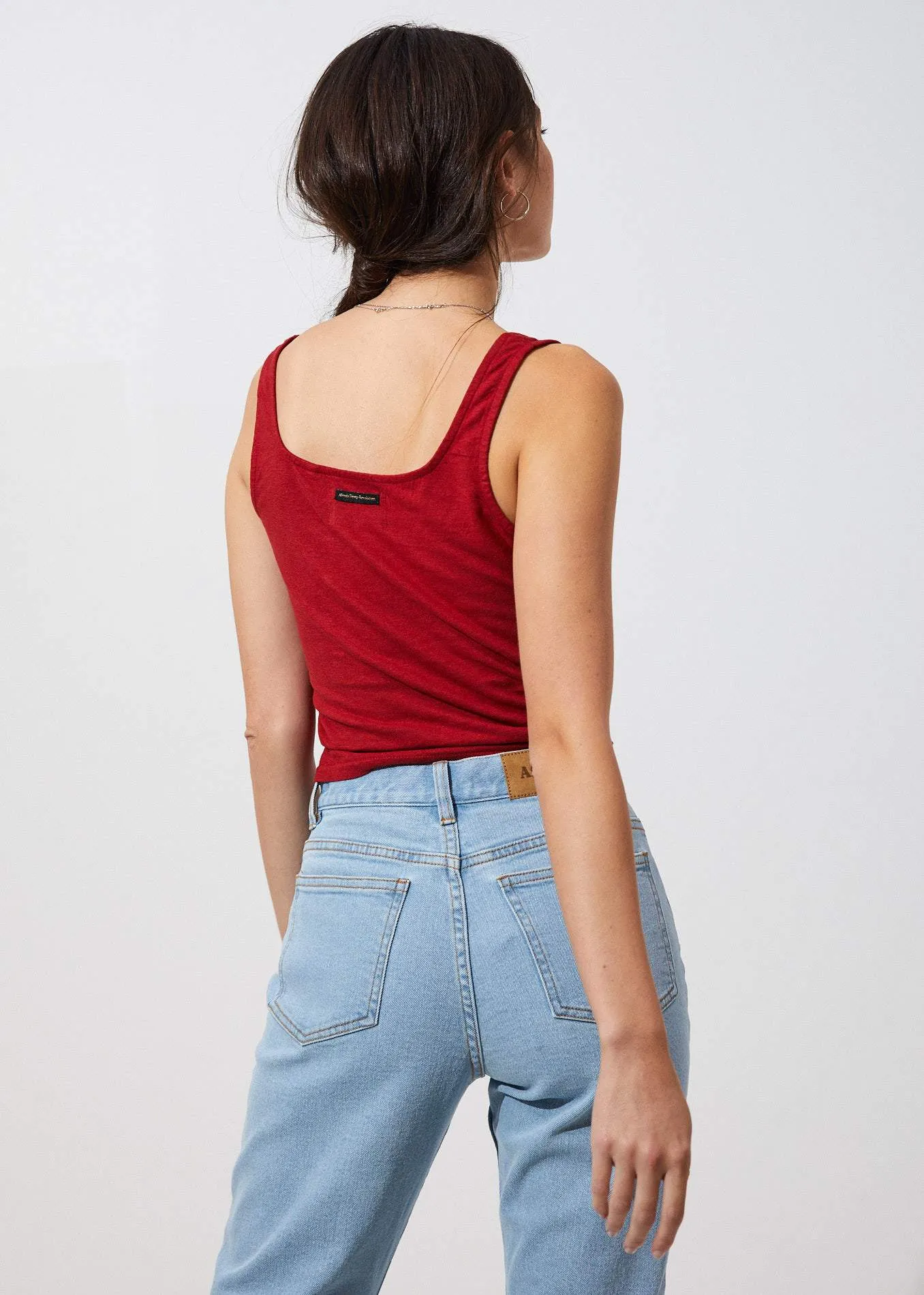 Afends Womens Ashley - Hemp Square Neck Singlet - Chilli