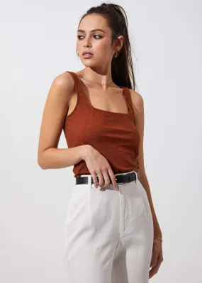 Afends Womens Ashley - Hemp Square Neck Singlet - Ginger