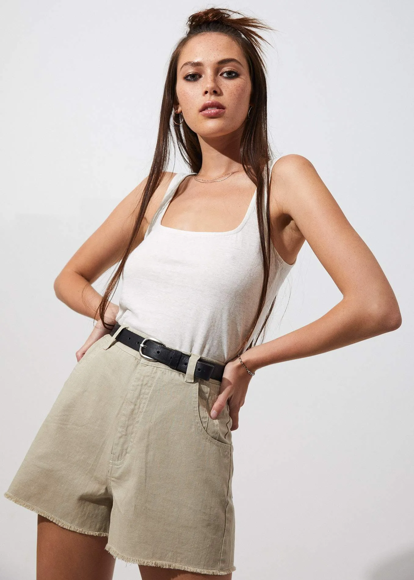Afends Womens Ashley - Hemp Square Neck Singlet - White
