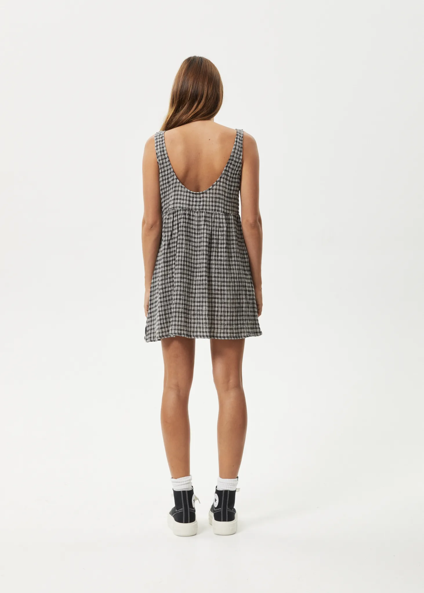 AFENDS Womens Asta Jesse - Seersucker Mini Dress - Steel Check