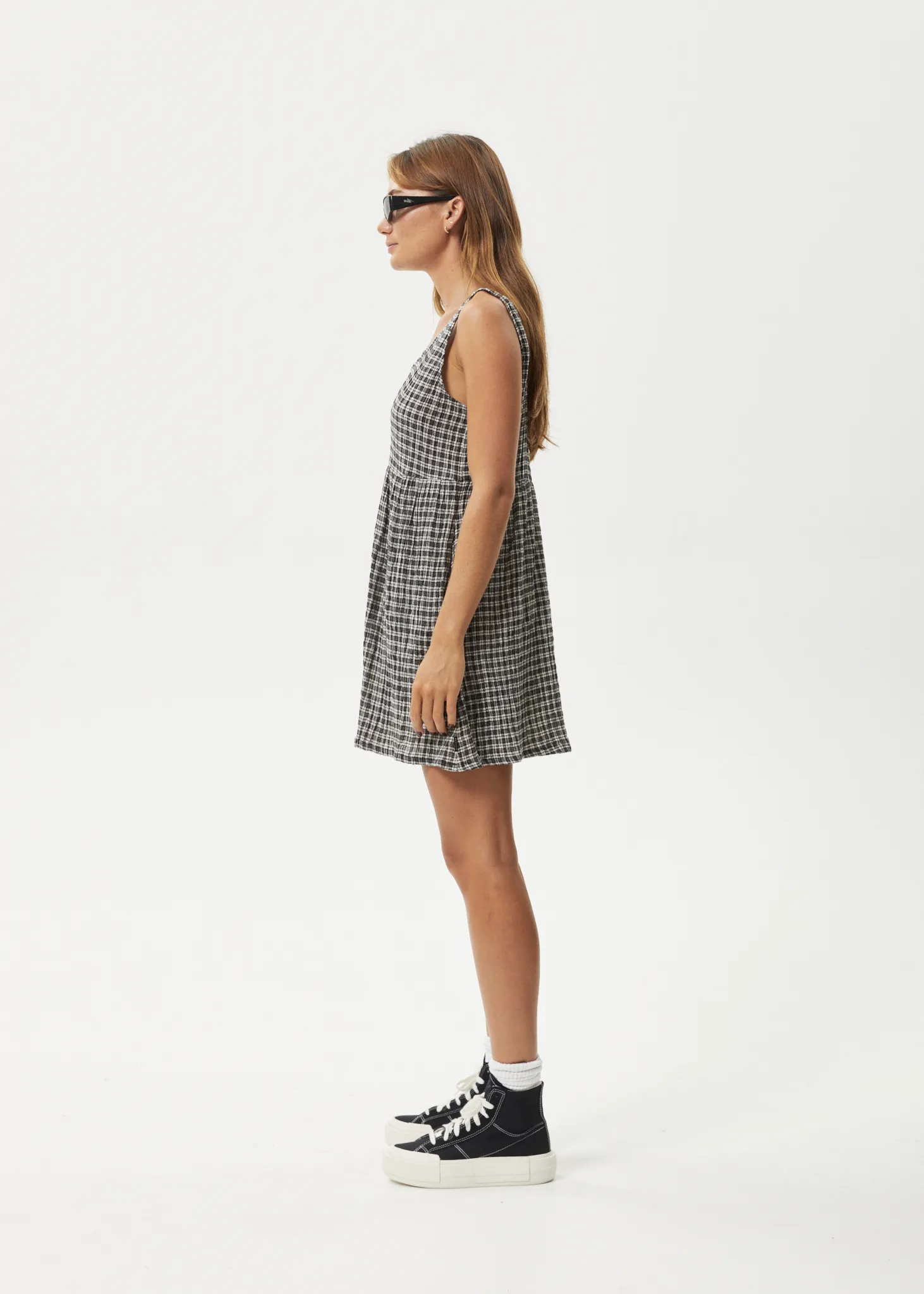 AFENDS Womens Asta Jesse - Seersucker Mini Dress - Steel Check
