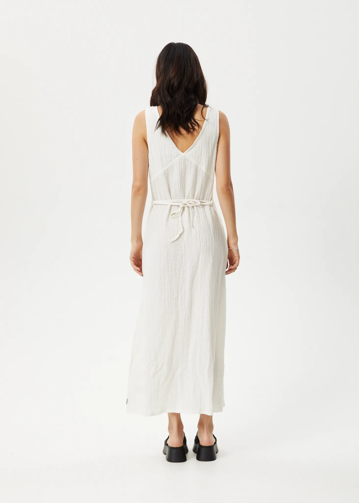 AFENDS Womens Focus - Seersucker Maxi Dress - White