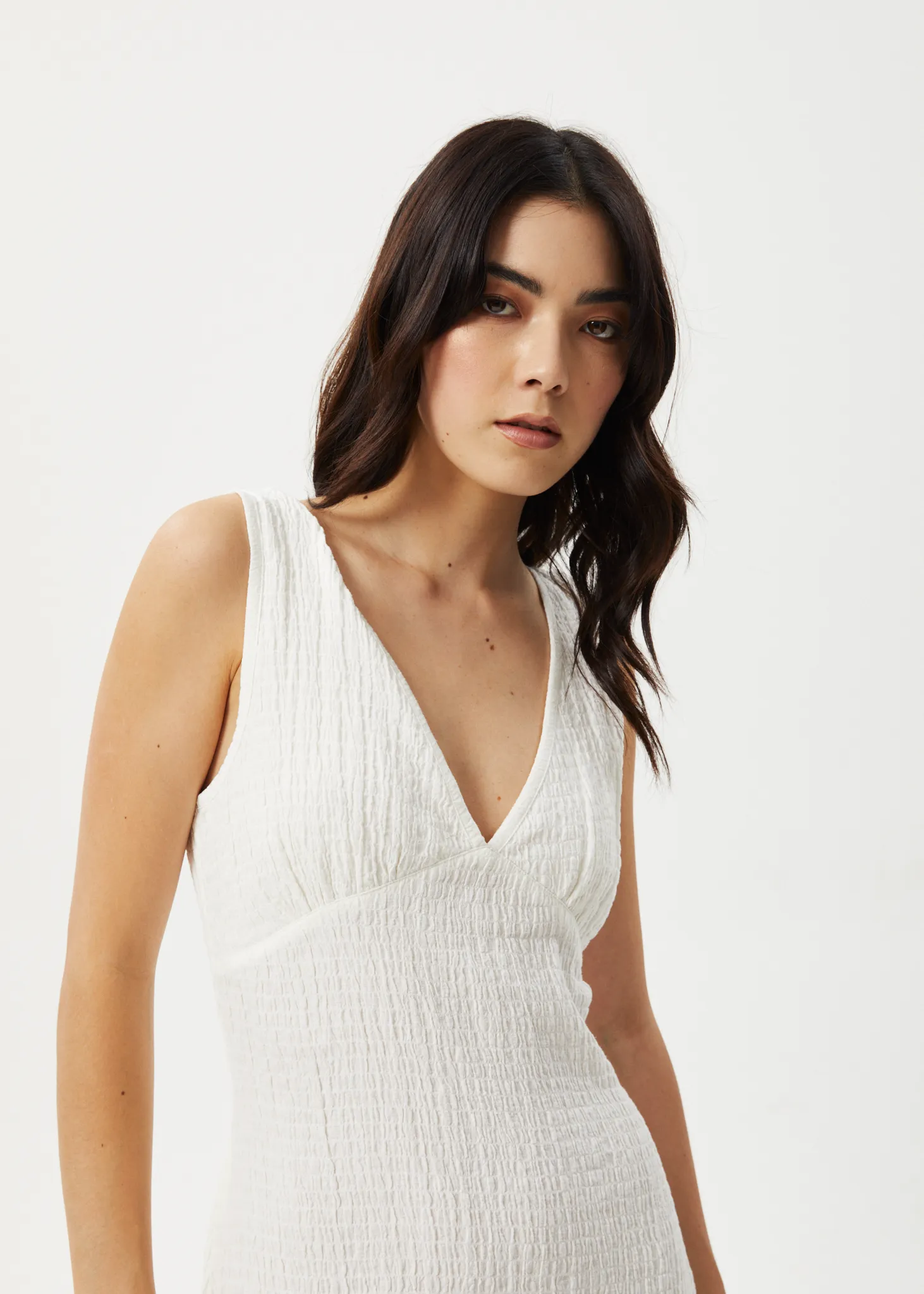 AFENDS Womens Focus - Seersucker Maxi Dress - White
