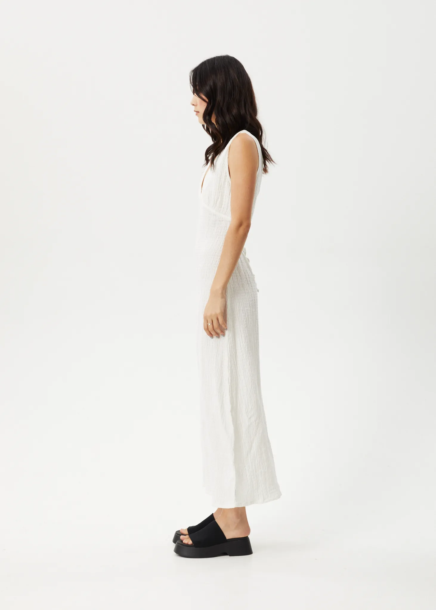 AFENDS Womens Focus - Seersucker Maxi Dress - White
