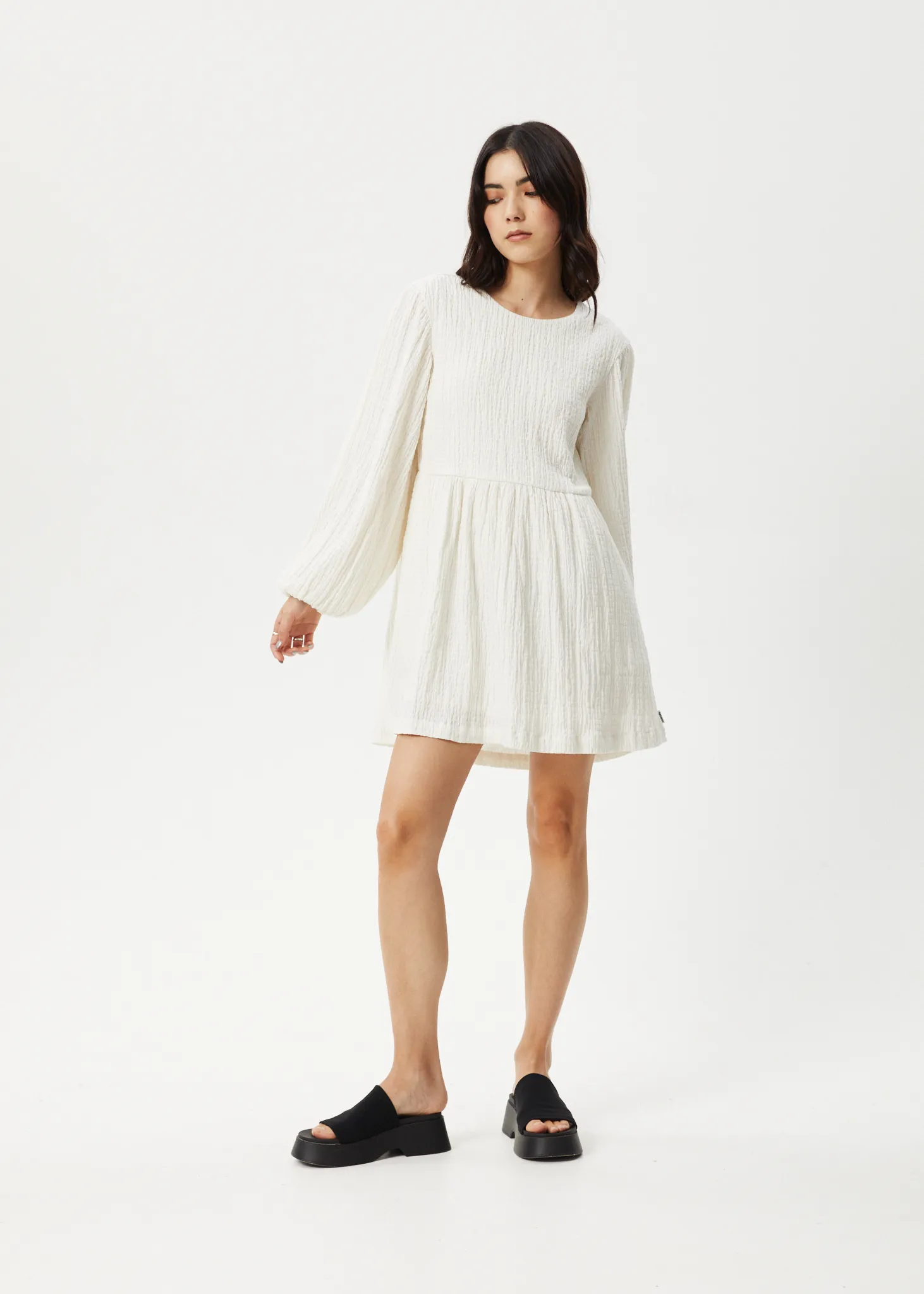 AFENDS Womens Focus - Seersucker Mini Dress - White