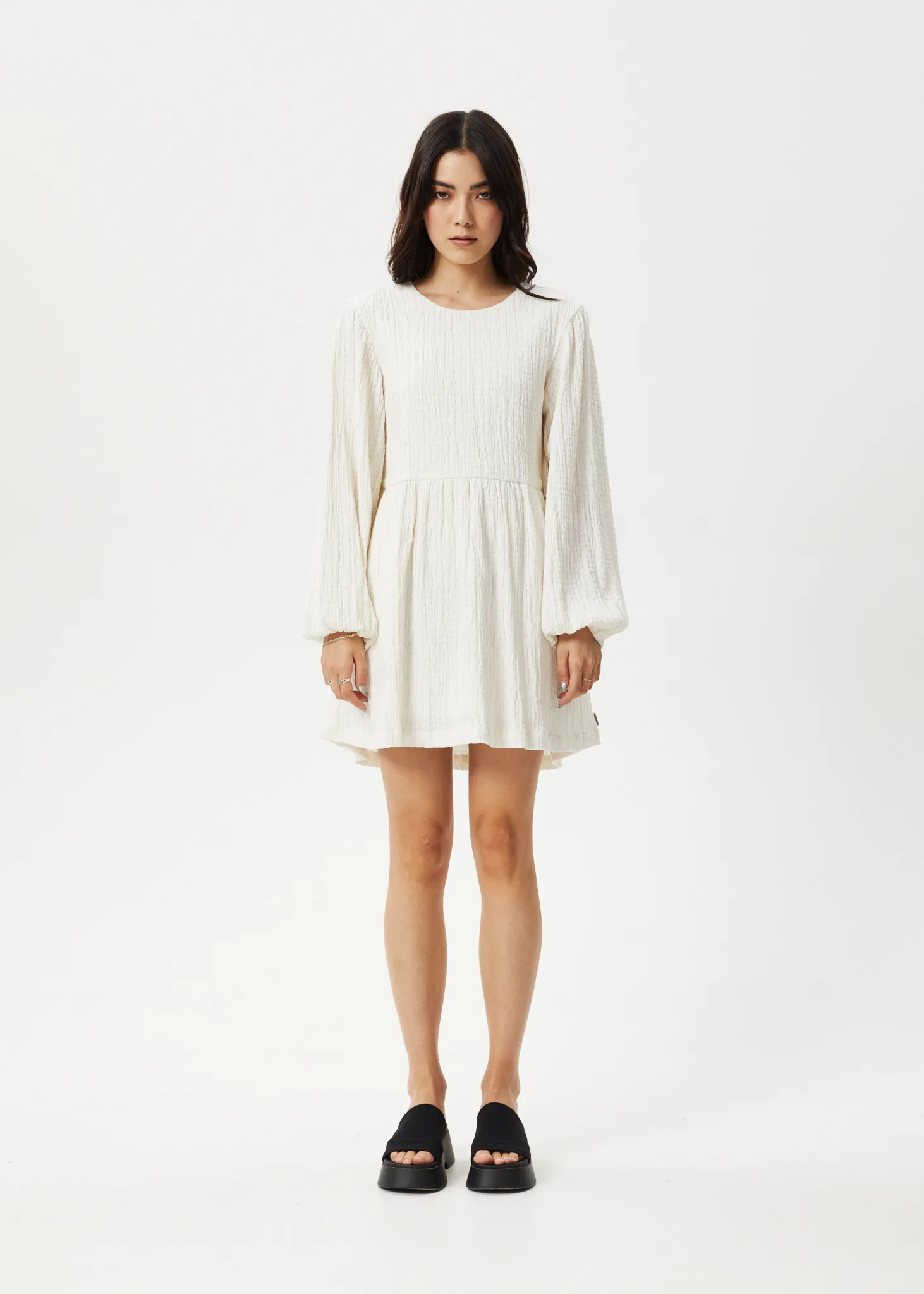 AFENDS Womens Focus - Seersucker Mini Dress - White