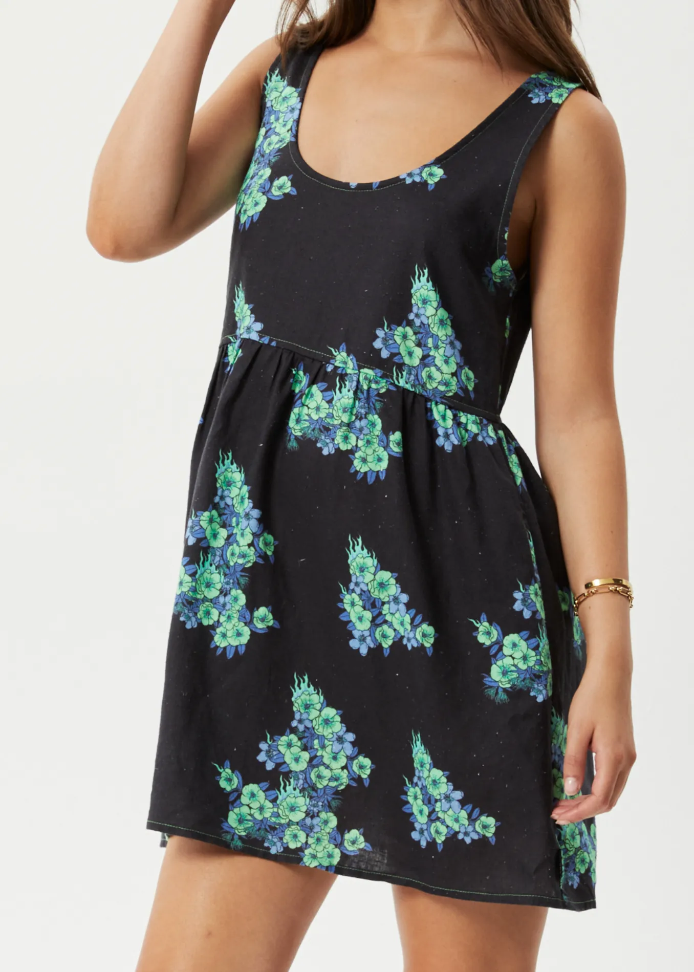 AFENDS Womens House Of Darwin Jesse - Mini Dress - Charcoal Floral