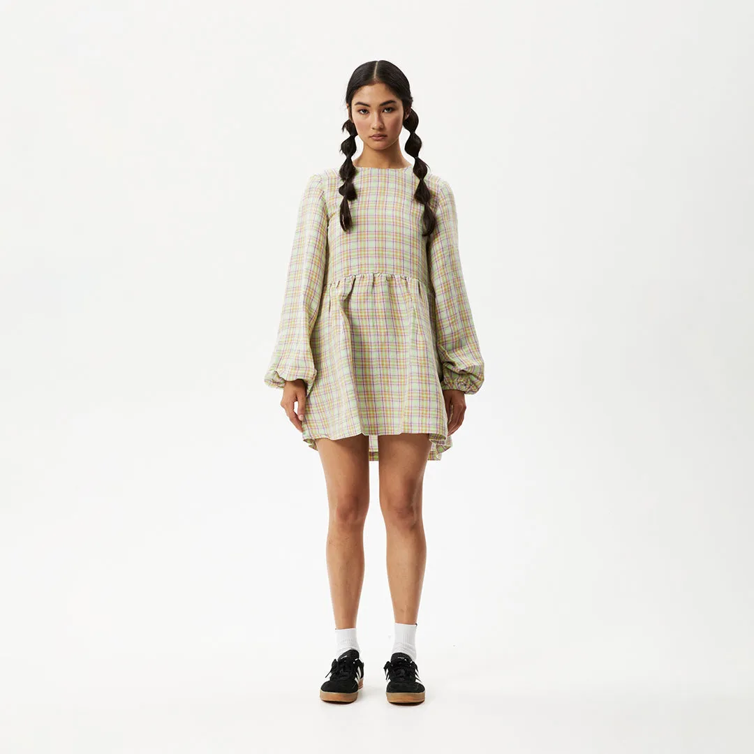 AFENDS Womens Kali - Long Sleeve Mini Dress - Pistachio Check