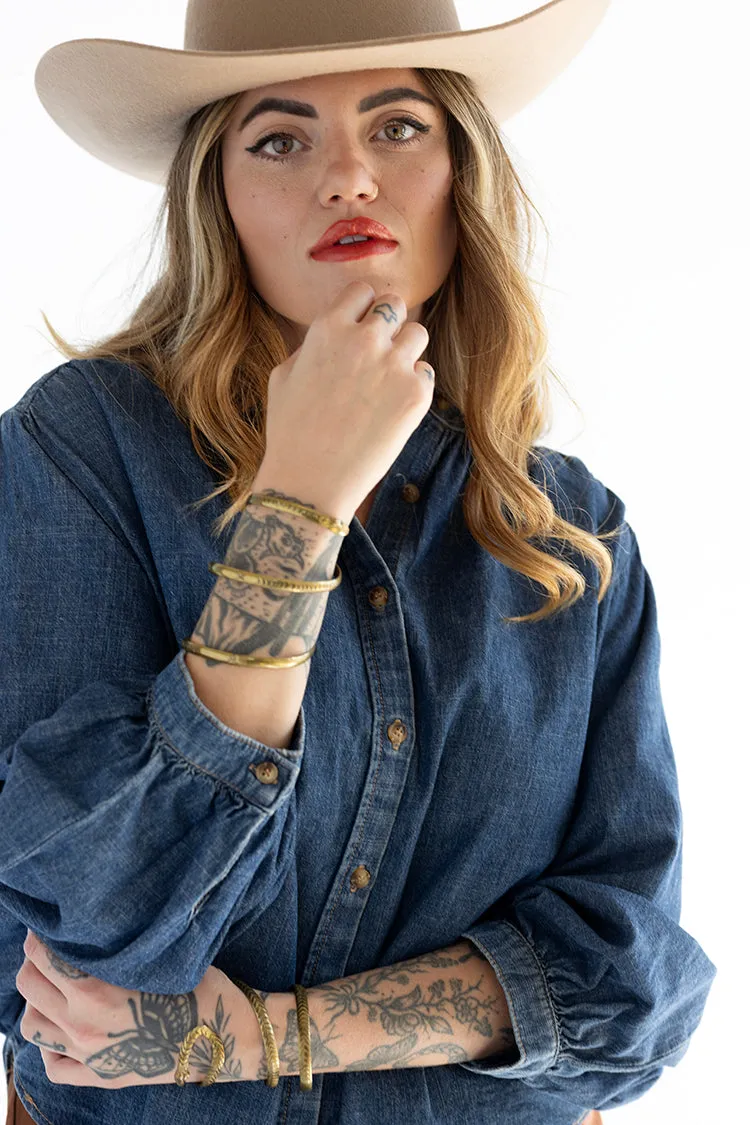 Aged Brass Snake Cuff