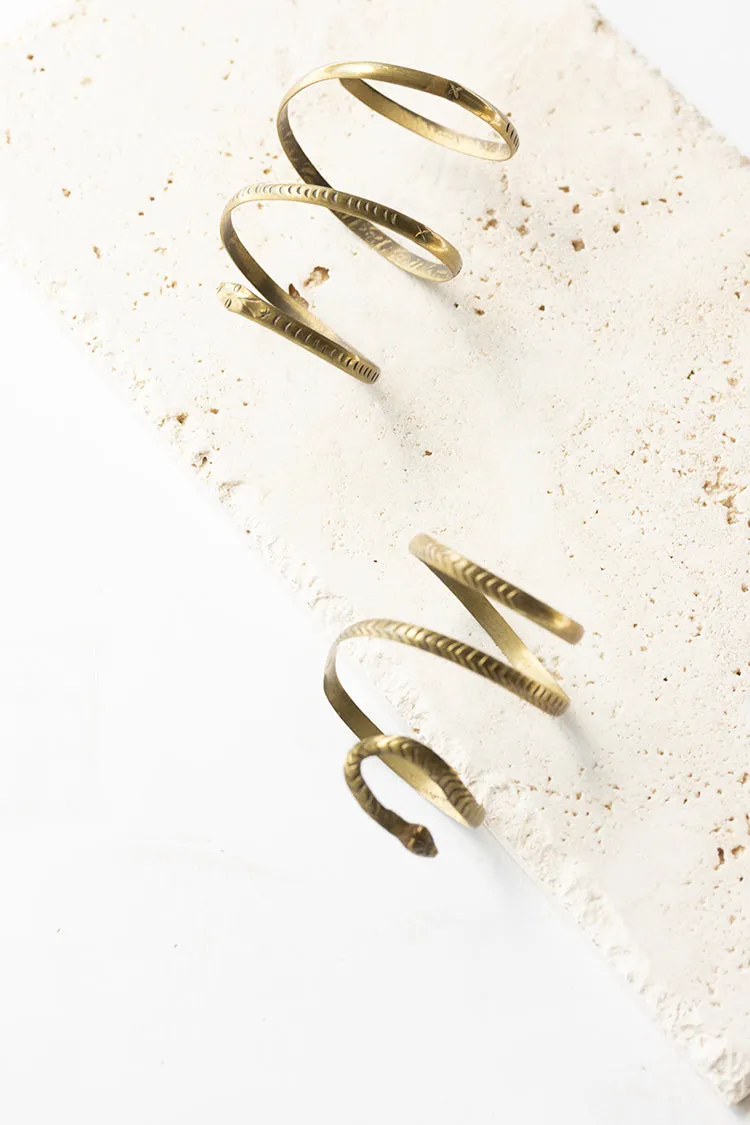 Aged Brass Snake Cuff