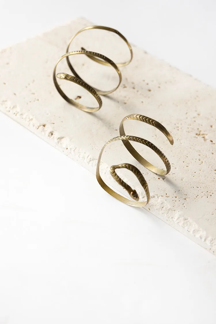 Aged Brass Snake Cuff