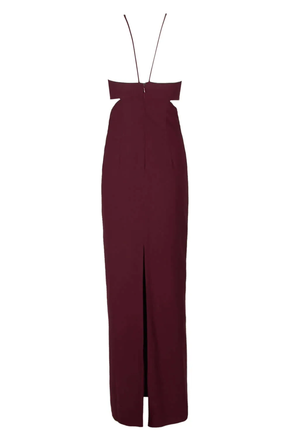 Aidan by Aidan Halter Strap Cutout Side Zipper Back Slit Back Crepe Dress