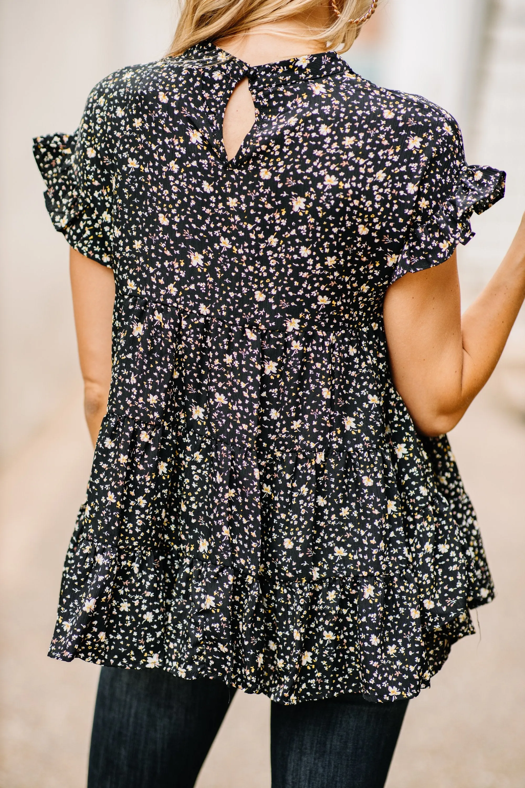 Always Be There Black Floral Top