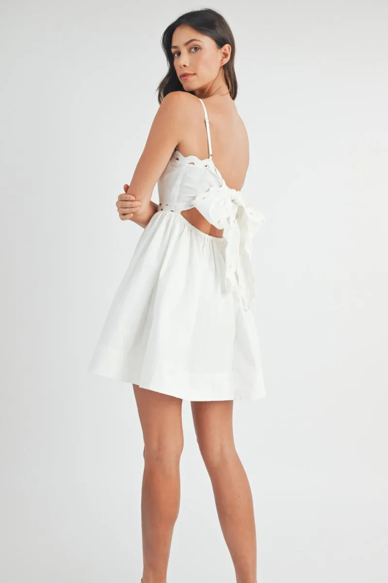 Angie | White Open back babydoll mini dress