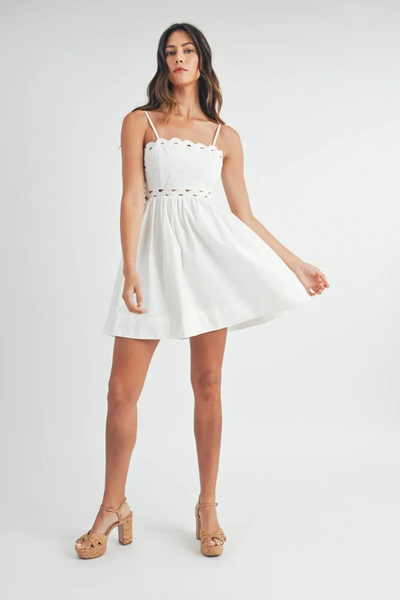 Angie | White Open back babydoll mini dress
