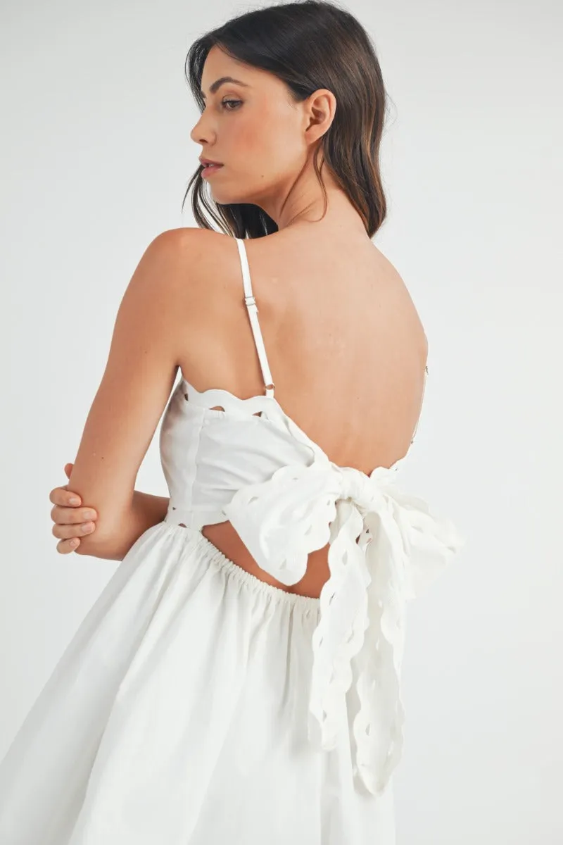 Angie | White Open back babydoll mini dress