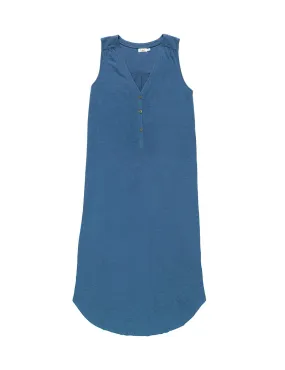 Annie Henley Dress in Dark Denim