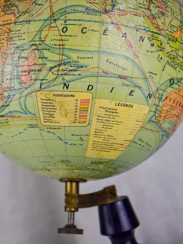 Antique French Napoleon III world globe - small
