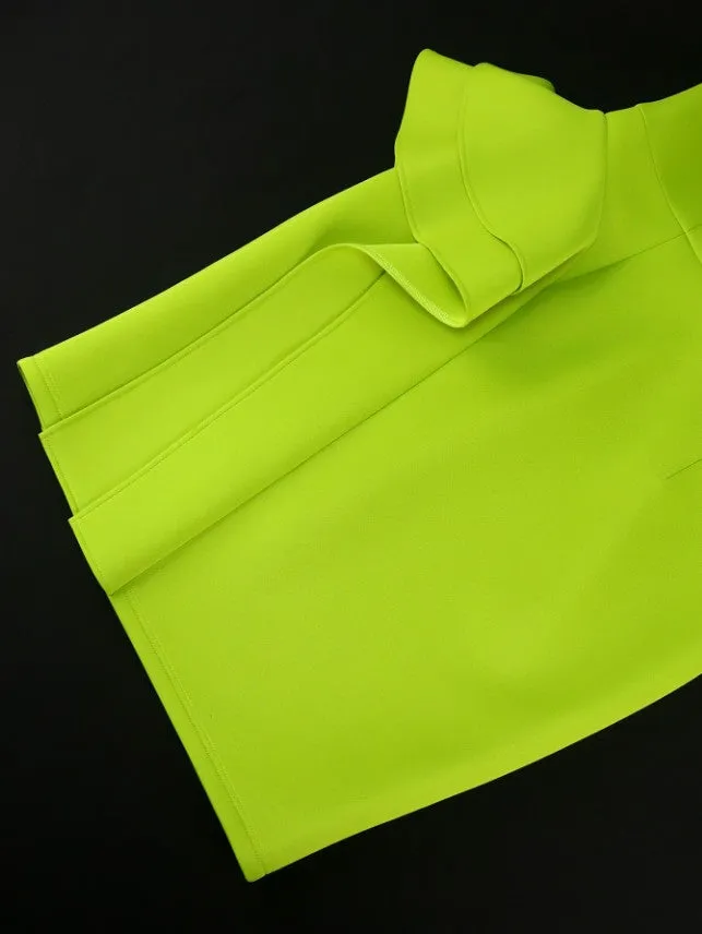 AOMEIDRESS Asymmetrical Dress O Neck Appliques Long Sleeve Ruffles