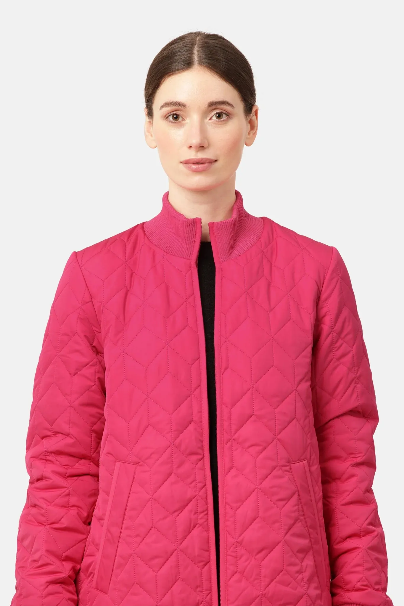 ART 06 Long Quilted Coat | Magenta