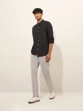 Ascot Grey Mid-Rise Relaxed-Fit Cotton Blend Chinos