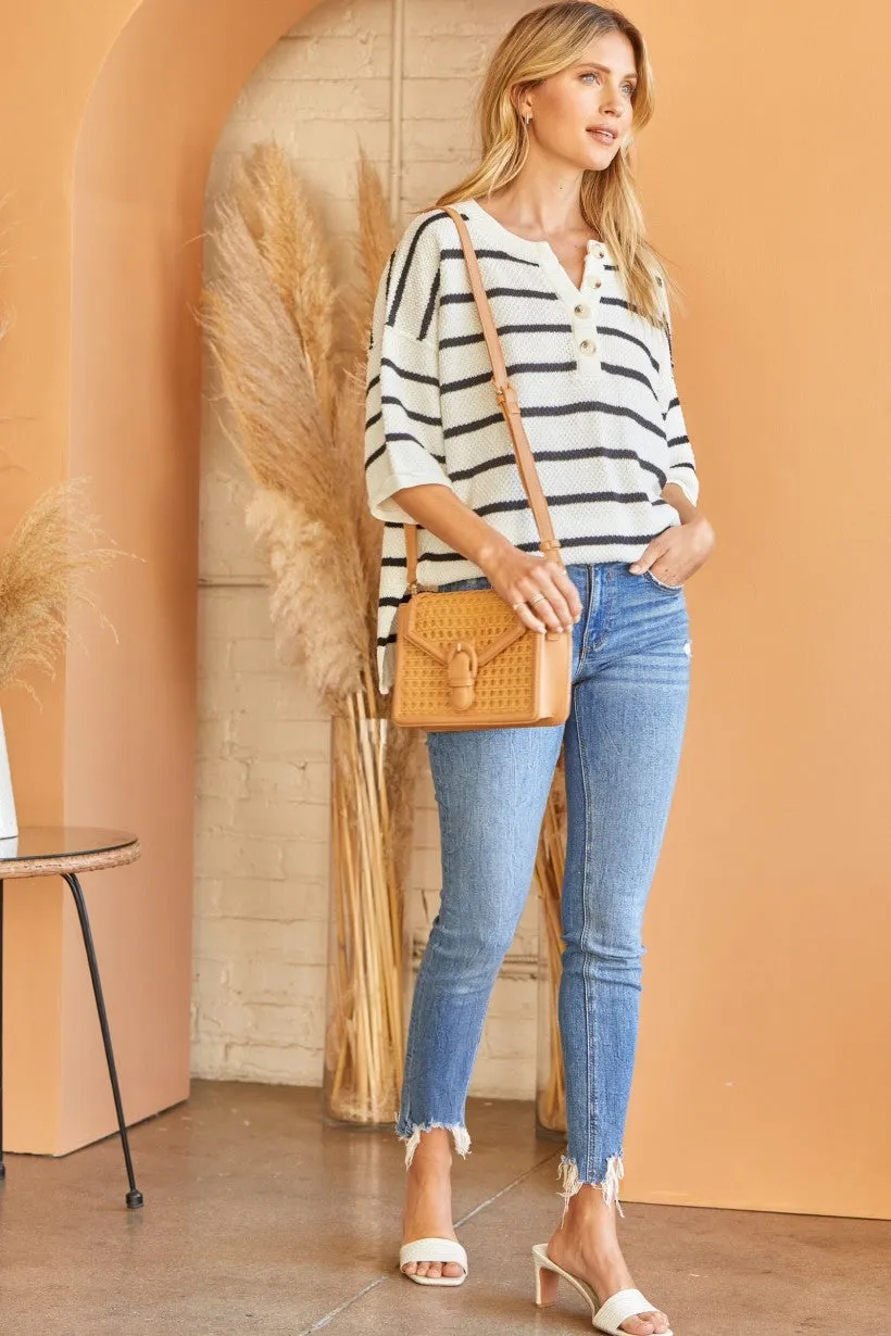 At Last Striped Sweater - Ivory/Black