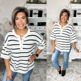At Last Striped Sweater - Ivory/Black