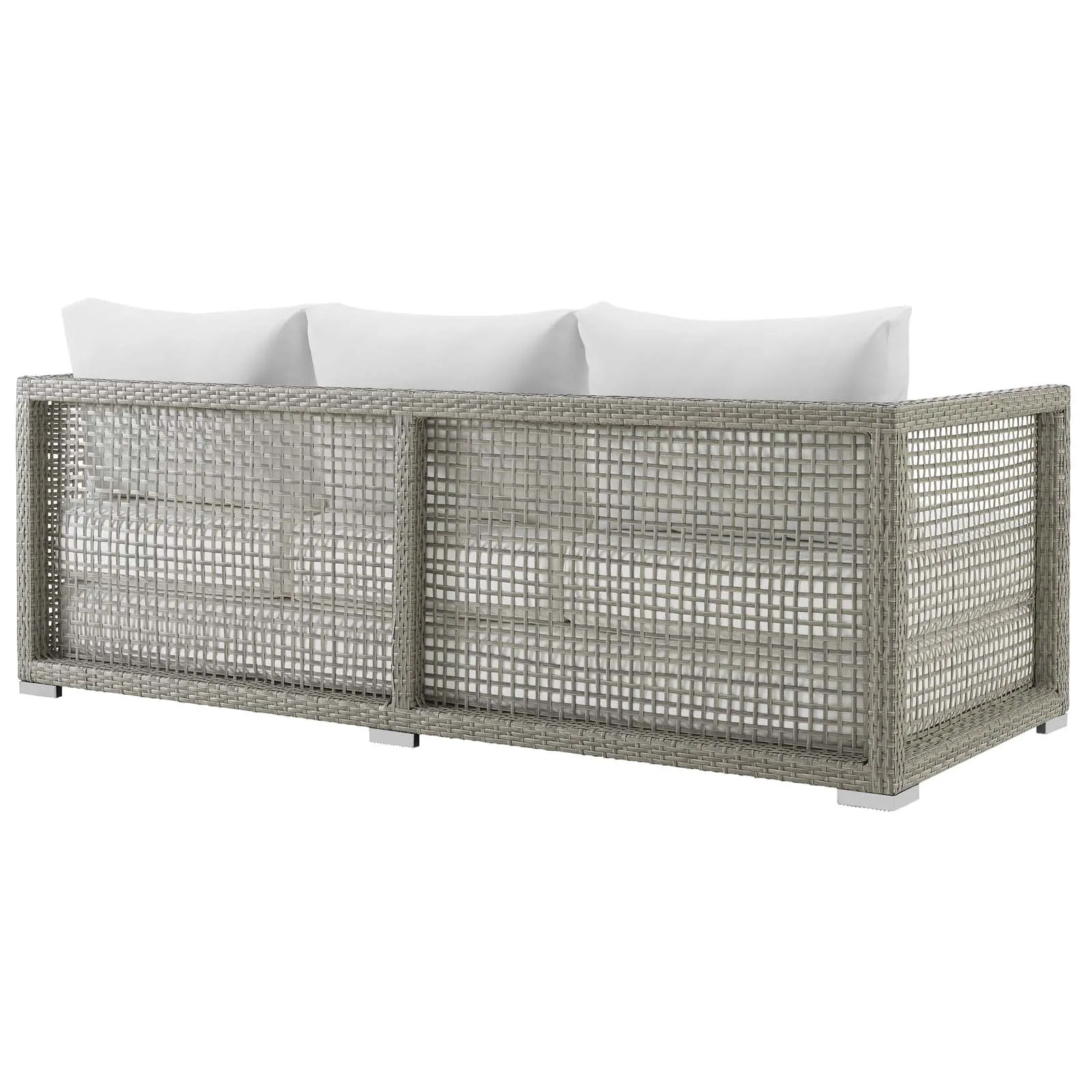 Aura 6 Piece Outdoor Patio Wicker Rattan Set Gray White EEI-3559-GRY-WHI-SET