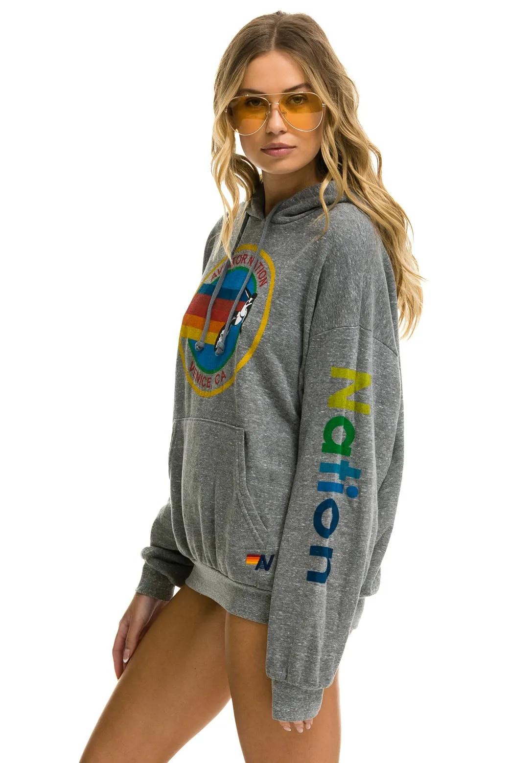 AVIATOR NATION RELAXED PULLOVER HOODIE - HEATHER GREY