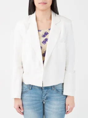 Aya Cropped Fabric Blazer in White