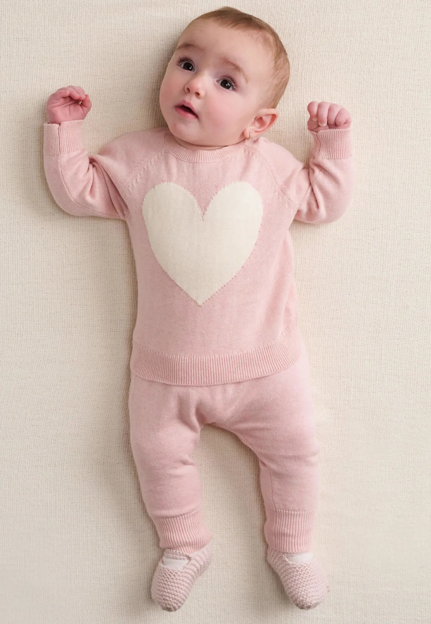 Baby Rose Melange Pull On Sweater Pants
