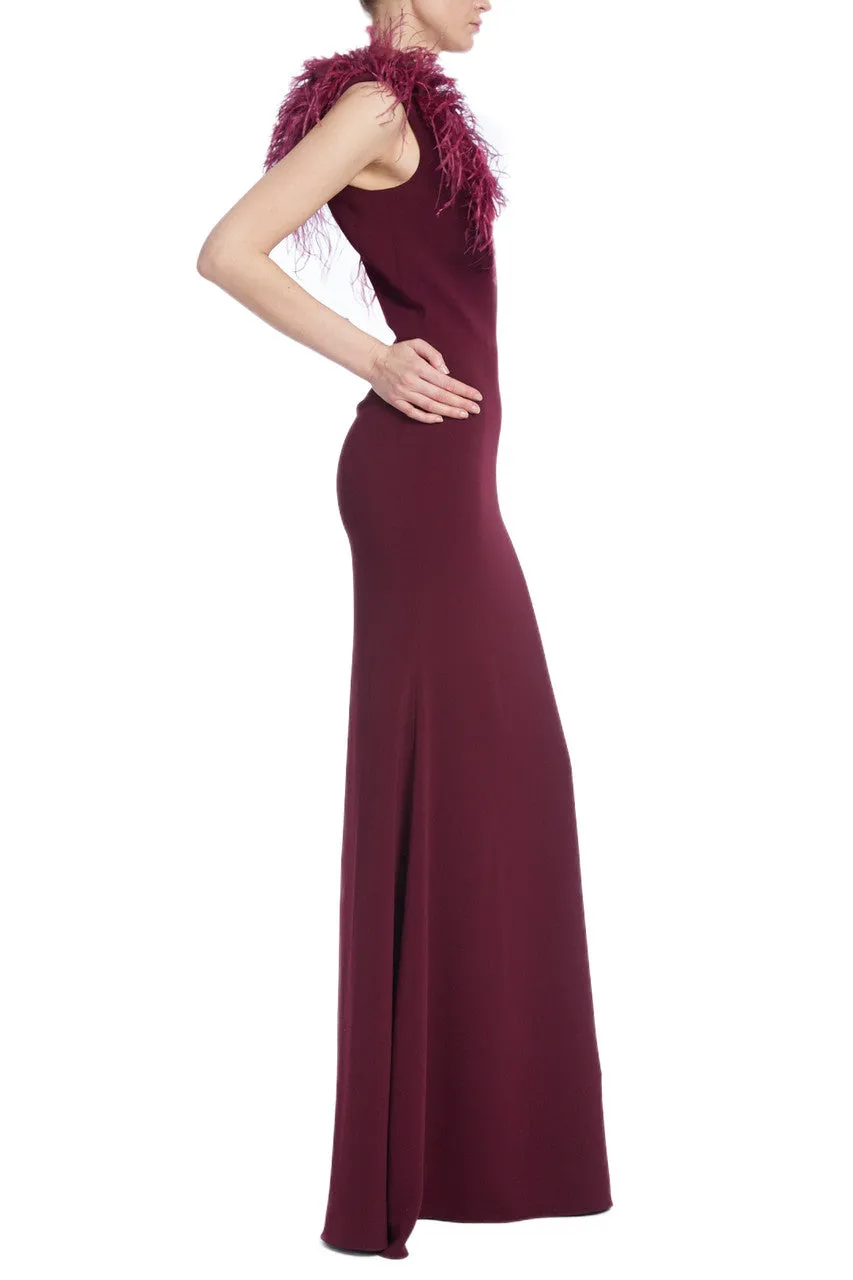 Badgley Mischka Mesmerizing One-Shoulder Crepe Column Gown