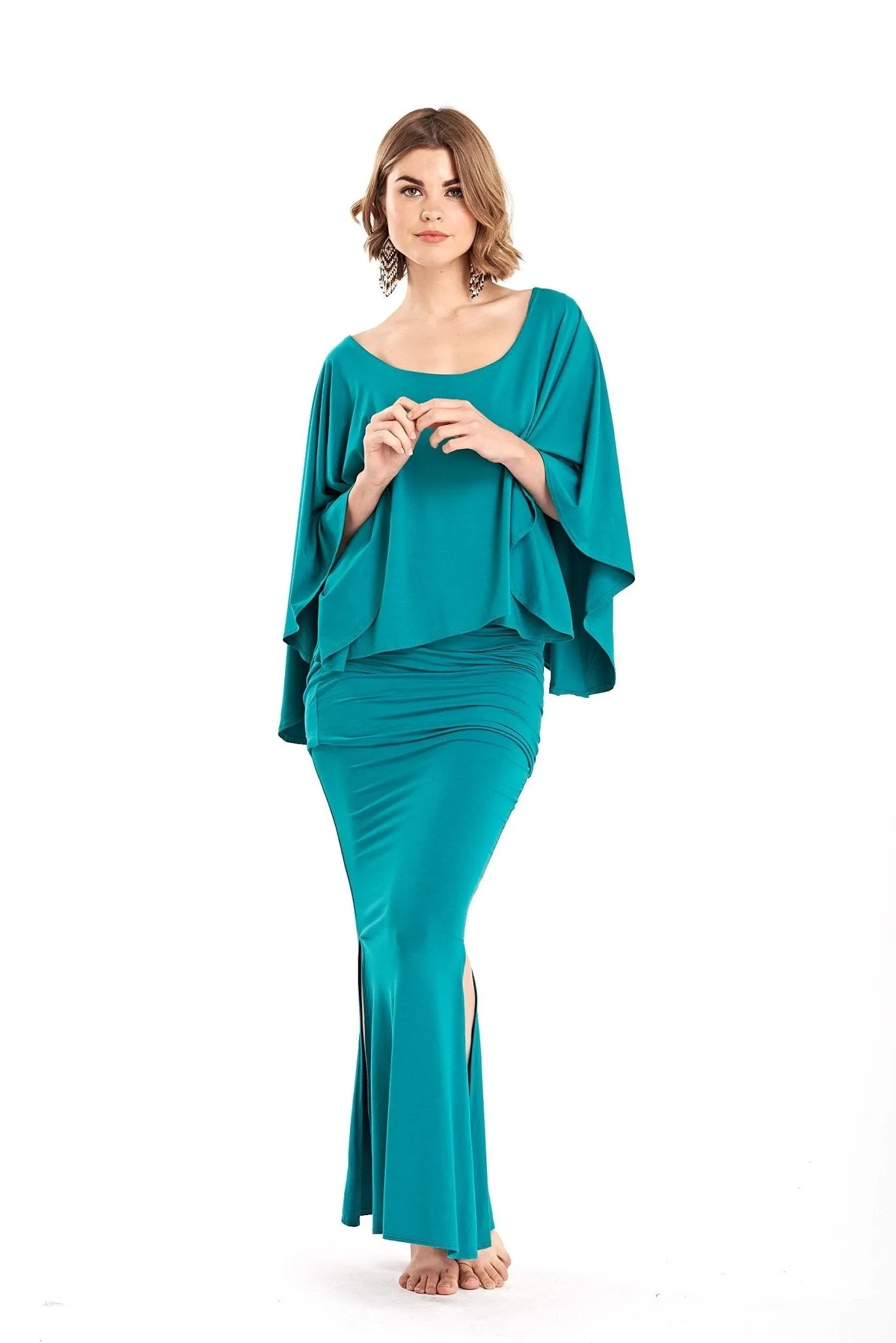 BAMBOO SIDE SLIT SKIRT JADE