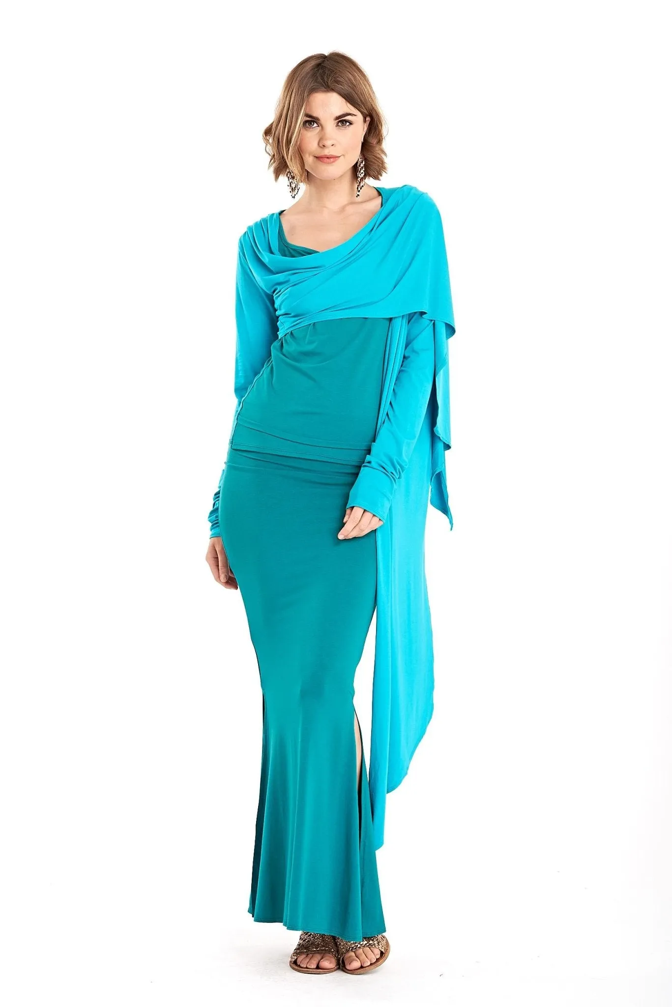 BAMBOO SIDE SLIT SKIRT JADE