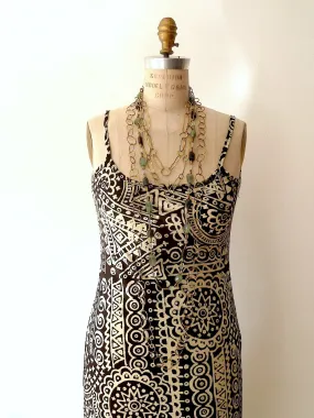 Batik Beach Dress in Indonesia Black Cream