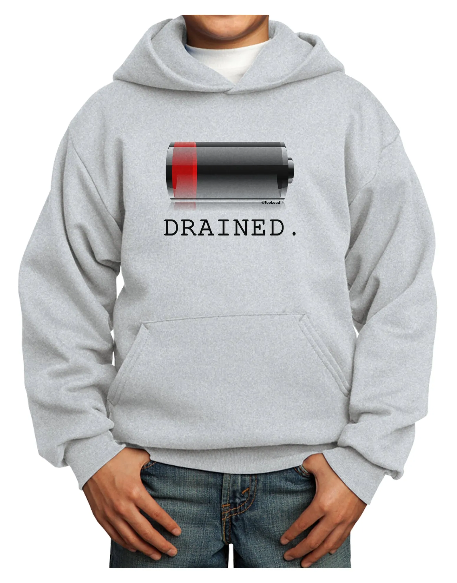 Battery Drained Youth Hoodie Pullover Sweatshirt